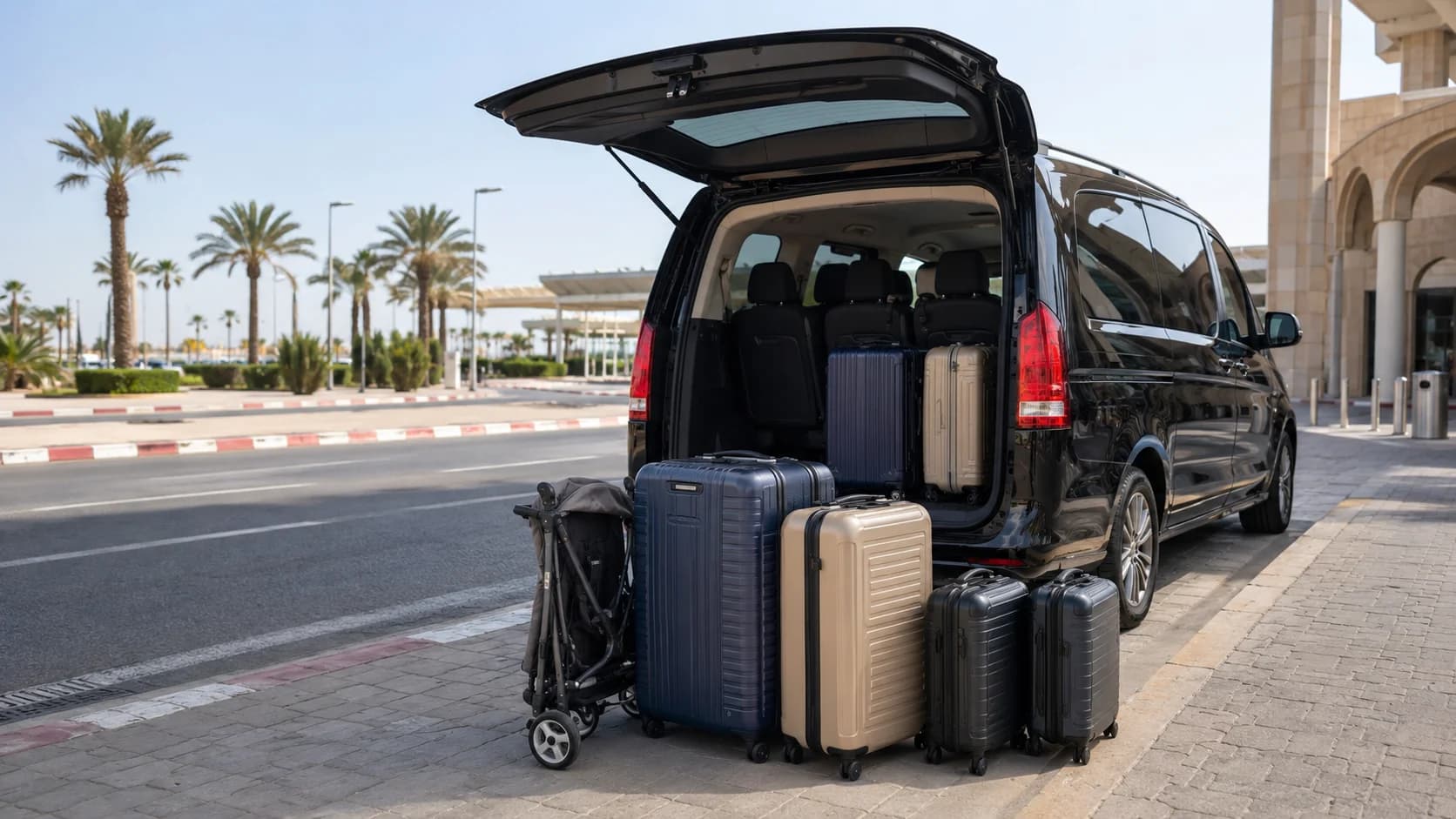 Quantas malas cabem num veículo de transfer privado em Agadir?